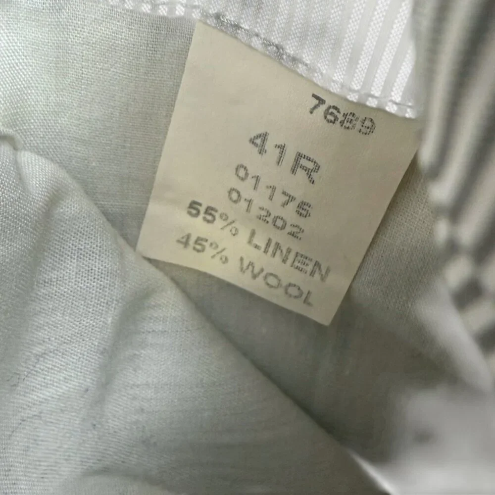 JOS. A. BANK Mens Sport Coat 41R Gray Glen Plaid Linen Wool Jacket Blazer